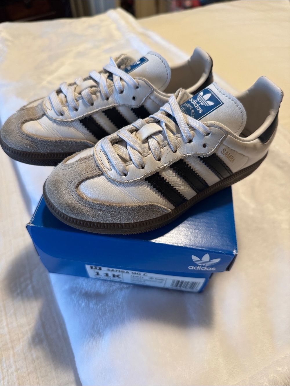 adidas Kids Samba Sneakers in White, Black, Gray